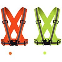 Los mejores  - DXIA 2 Pack Chaleco Reflectante- Chaleco de Seguridad Reflectante- Alta Visibilidad Ajustable- Ligero Ajustable Elástico…